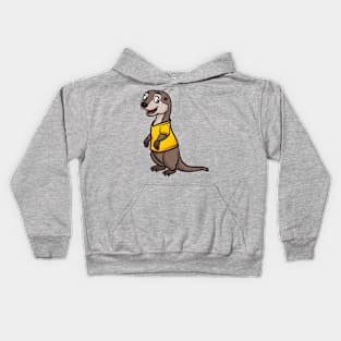 Cute Anthropomorphic Human-like Cartoon Character River Otter in Clothes Kids Hoodie